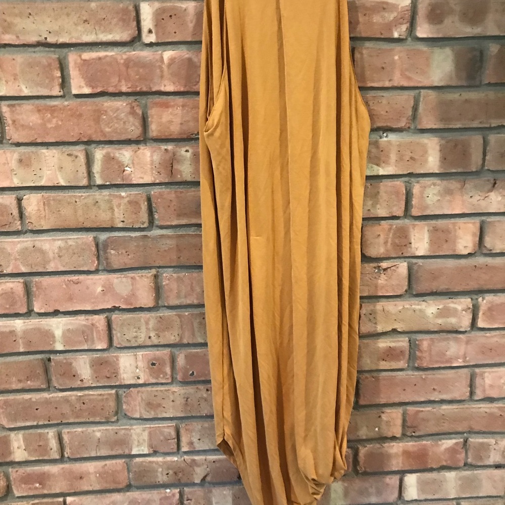 Yellow long spaghetti strap dress